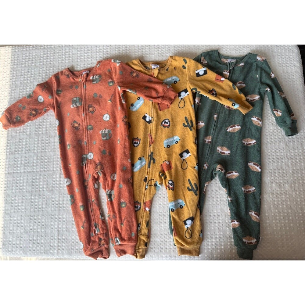 3pc Cotton Knit Footless Zip Sleeper Pajamas Gerber Long Sleeve 18 months
